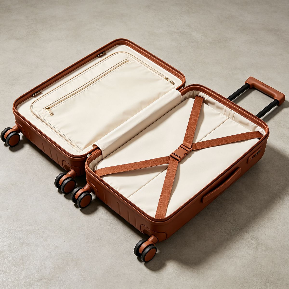 The interior lining with X-straps and mesh divider